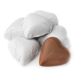 White Foiled Milk Chocolate Hearts shaped 