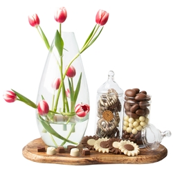 Shavuos Dairy Chocolate XL Glass Vase Fresh Flowers Gift Tray