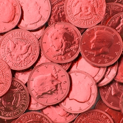 Red Chocolate Coins - 1 LB Bag