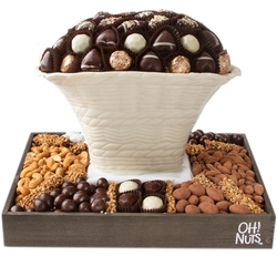 Oval Chocolate Vase with Chocolate and Nuts / Non Dairy Kosher Gift Basket