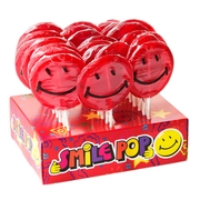 Red Smiley Face Lollipops - 24Ct Display Box