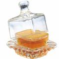 Comb Honey Topped Square Glass Dish