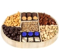 Hanukkah 7-Section Nuts & Chocolate Wooden Tray