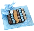 Baby Boy Square Glass Parve Chocolate Gift Tray