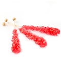 Large Unwrapped Red Rock Candy Crystal Sticks - Strawberry