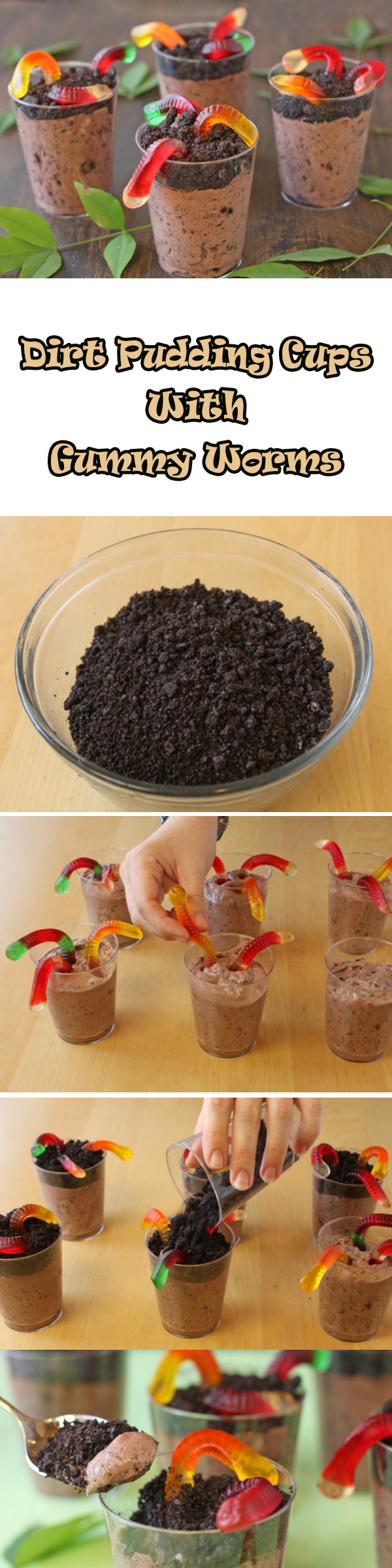 Dirt Pudding Cups With Gummy Worms