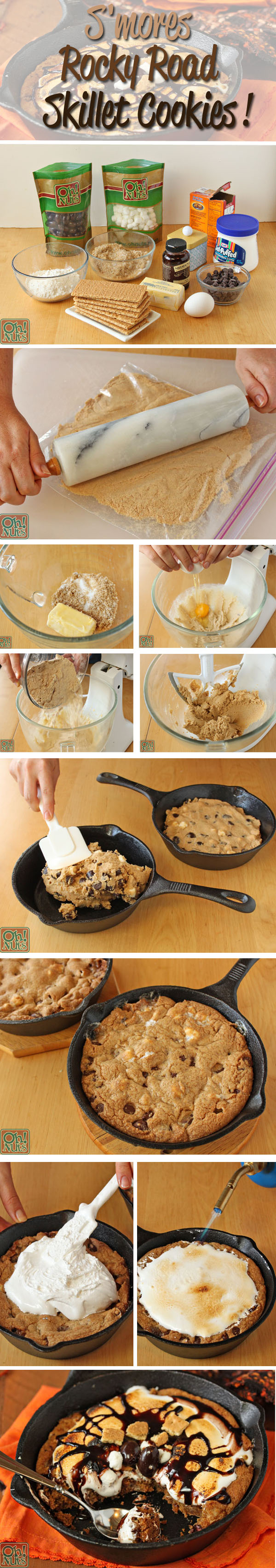How to Giant Rocky Road S'mores Cookie Baked in a Skillet