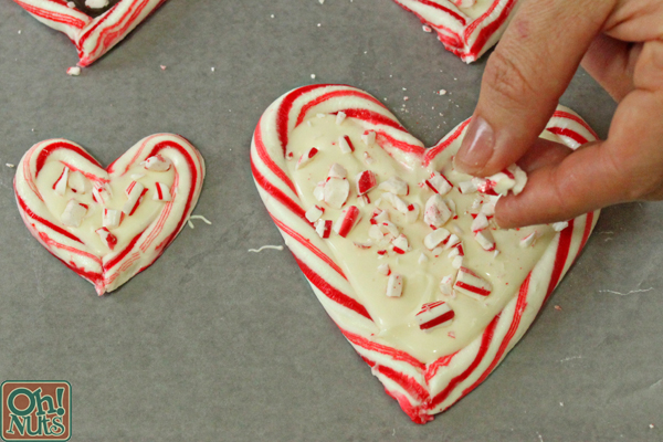Peppermint Bark Candy Cane Hearts | From OhNuts.com