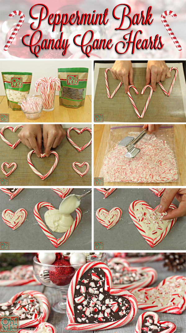 How to Make Peppermint Bark Candy Cane Hearts | From OhNuts.com