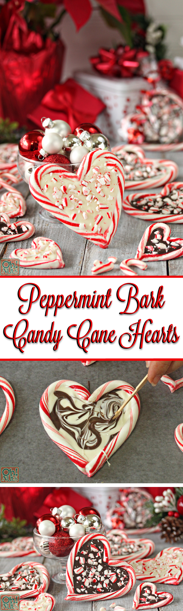 Peppermint Bark Candy Cane Hearts | From OhNuts.com
