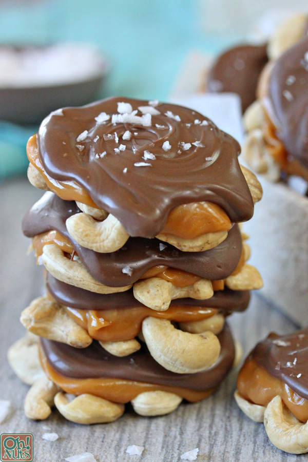 Cashew Caramel Chocolate Turtle Clusters| From OhNuts.com