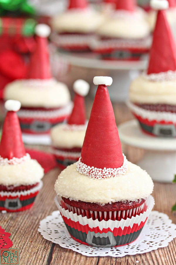 Santa Hat Cupcakes | From OhNuts.com