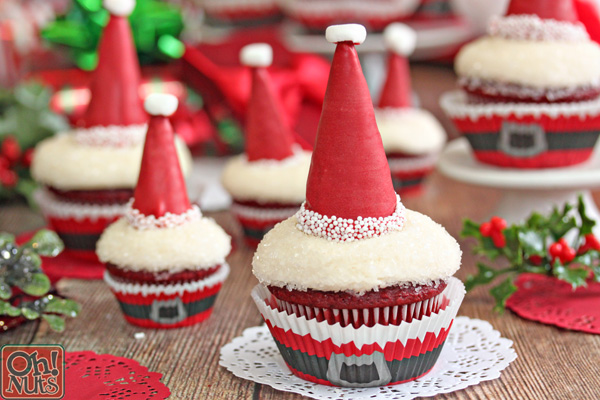 Santa Hat Cupcakes | From OhNuts.com