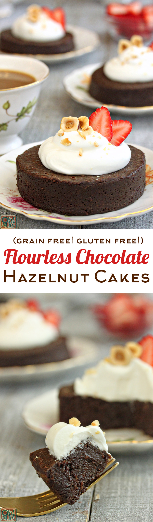 Flourless Chocolate Hazelnut Cakes | From OhNuts.com