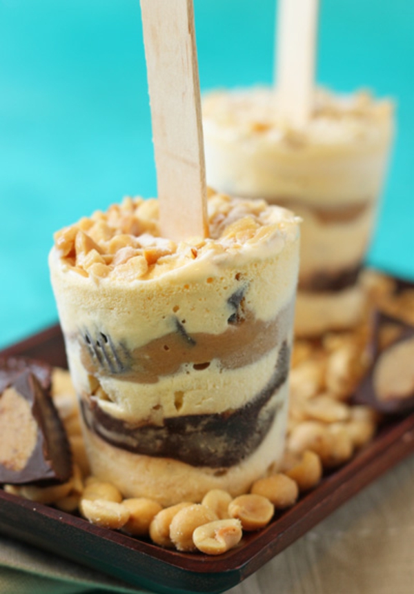 Layered Peanut Butter Brittle Ice Cream Pops Recipe | Oh Nuts Blog