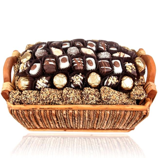 Holiday Chocolate Truffle Wicker Gift Basket • Christmas