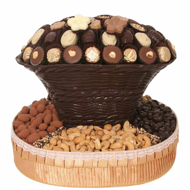 Oval Dark Chocolate & Nut Gift Basket • Chocolate Mold