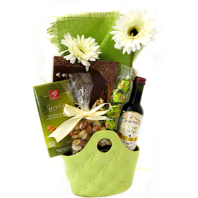 Green Basket Perfection (Israel Only) • Purim Baskets