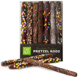 Rainbow Chocolate Covered Pretzel Rods Gift Box