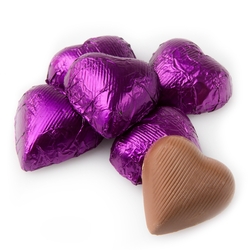 PurpleFoiledMilk Chocolate Hearts shaped  