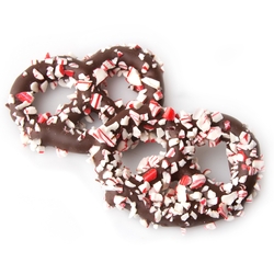 Belgian Chocolate Covered Pretzels with Crushed Peppermint - 10CT Box