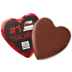 '#1 Teacher' Dark Belgian Chocolate Message Heart