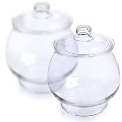 Glass Round Candy Jars with Glass Lids - 1/2 Gallon - 2CT Case 