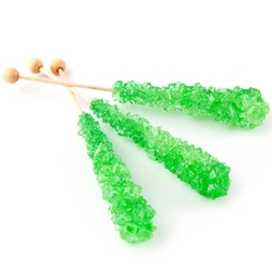 Dark Green Wrapped Rock Candy Crystal Sticks - Lime