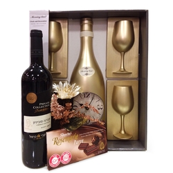 Passover Wine Clock Gift Basket - Israel Only