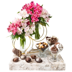 Shavuos Dairy Chocolate XL Vase Fresh Flowers Gift Tray