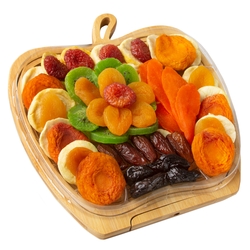 Tropical Dried Fruit Wooden Collapsible Fruit Bowl Gift Basket