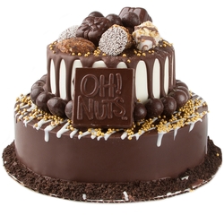 Hand Made Dark Belgian Chocolate & Nuts 2-Tier SMASH CAKE