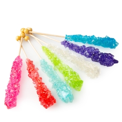 Wholesale Colorful Assorted Unwrapped Rock Candy Swizzle Sticks - 120CT Case