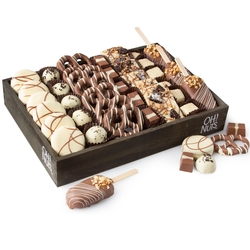 Shavuos Dairy Truffle & Pops Line Up Wooden Gift Tray - 12