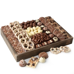 Shavuos Dairy Truffle Line Up Wood Gift Tray - 14