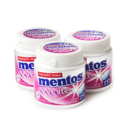 Mentos White Sugar Free Fruit Gum - 6/70PC