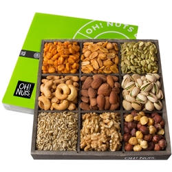Holiday 9 Section Gourmet Nuts Wood Tray