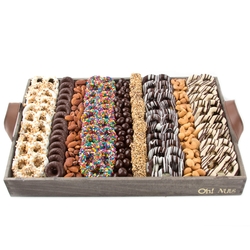 XXL Wooden Nuts & Chocolates Line-Up Gift Basket