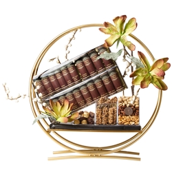 Exquisite Golden Shelf Décor Talmud Chocoalte & Nuts Gift Basket