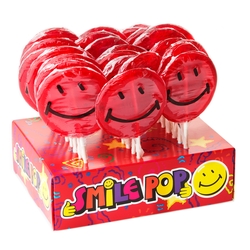 Red Smiley Face Lollipops - 24Ct Display Box