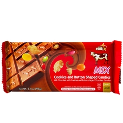 Elite Mix Cookie & Button Candies Milk Chocolate Bar