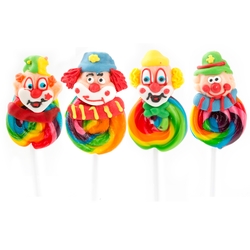 Purim Clown Rainbow Swirl Lollipops - 24 CT