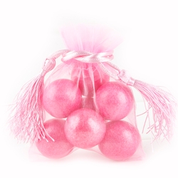 Pink Mesh Favor Bags With Tassels - 12CT