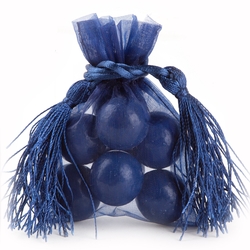 Navy Blue Mesh Favor Bags With Tassels - 12CT