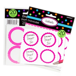 Hot Pink Favor Sticker Labels 20ct