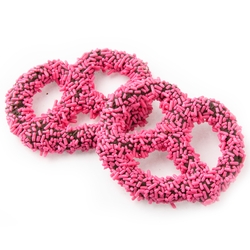 Chocolate Covered Pretzels with Pink Sprinkles - 10CT Box