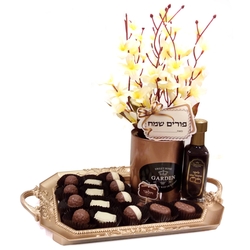 Purim Mirror Tray Chocolate Splendor Gift Basket - Israel Only