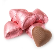Bright Pink Foiled Milk Chocolate Hearts shaped 