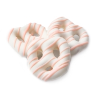 White Chocolate Covered Mini Pretzels with Pink Drizzle