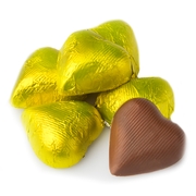 Yellow Foiled Milk Chocolate Hearts shaped 